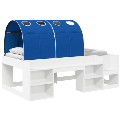 Bed Frame with Tunnel 3 pcs White and Blue Engineered Wood