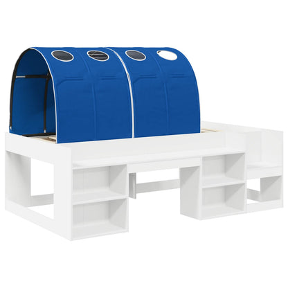 Bed Frame with Tunnel 3 pcs White and Blue Engineered Wood