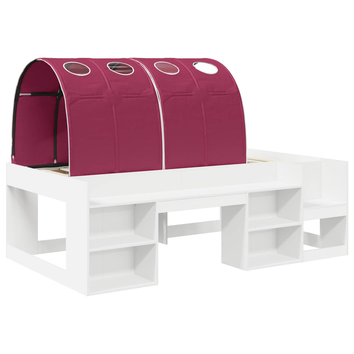 Bed Frame with Tunnel 3 pcs White and Red Engineered Wood