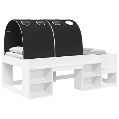 Bed Frame with Tunnel 3 pcs White and Black Engineered Wood