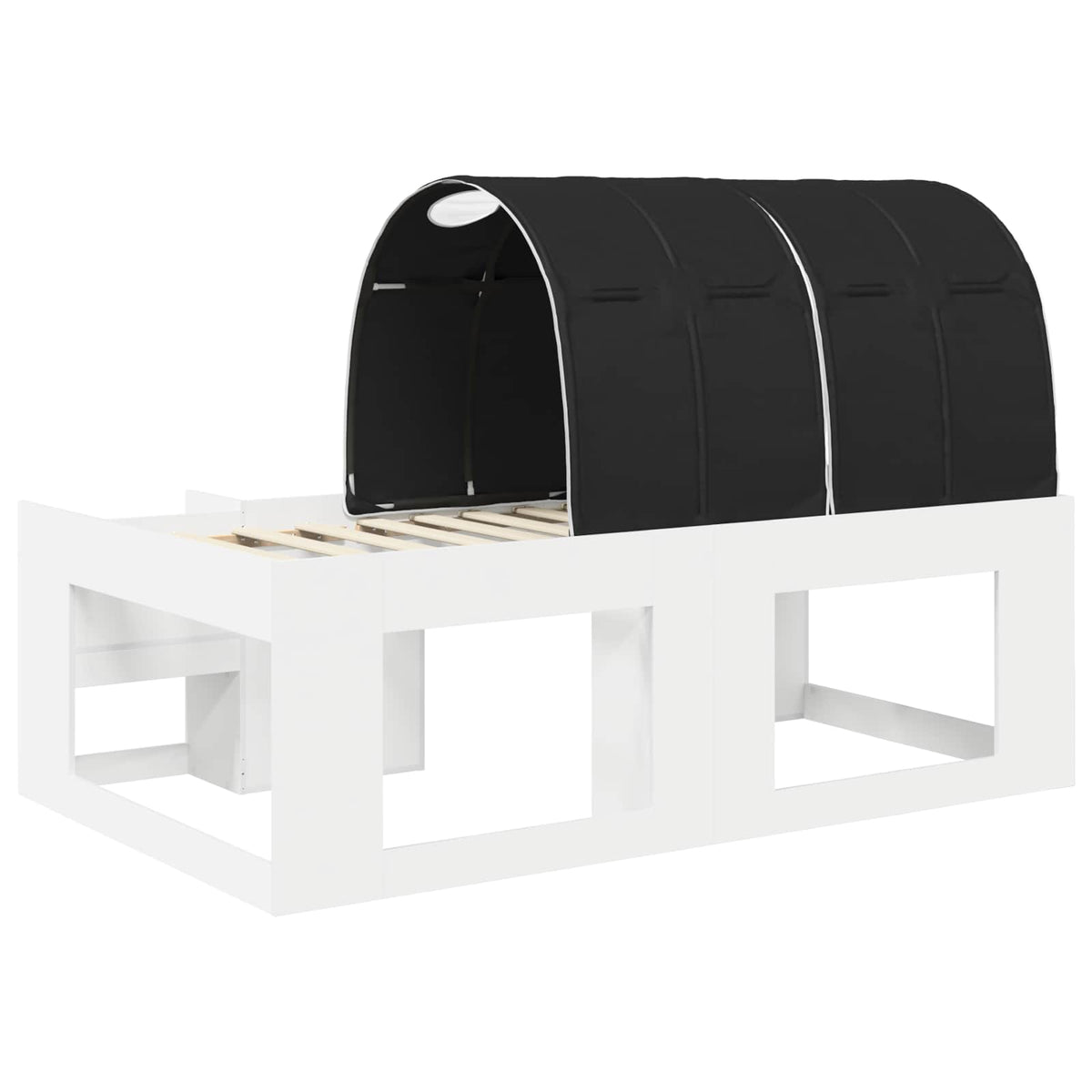 Bed Frame with Tunnel 3 pcs White and Black Engineered Wood