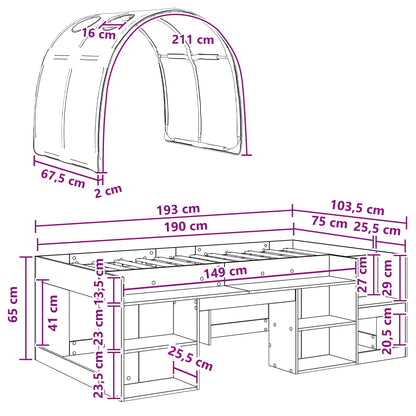 Bed Frame with Tunnel 3 pcs White and Black Engineered Wood