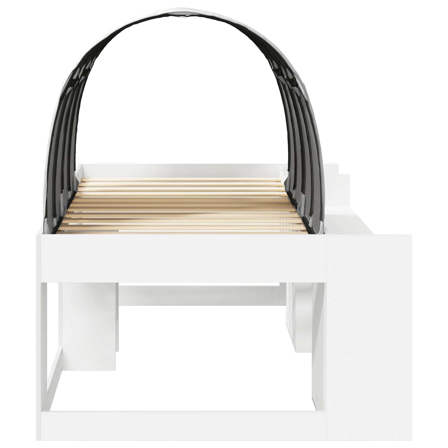 Bed Frame with Tunnel with Shelf 3 pcs White Engineered Wood