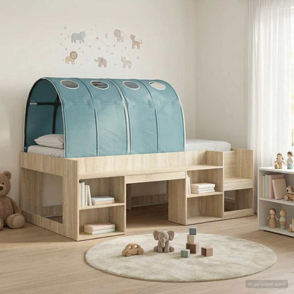 Bed Frame with Tunnel 3 pcs Sonoma Oak and Light Blue
