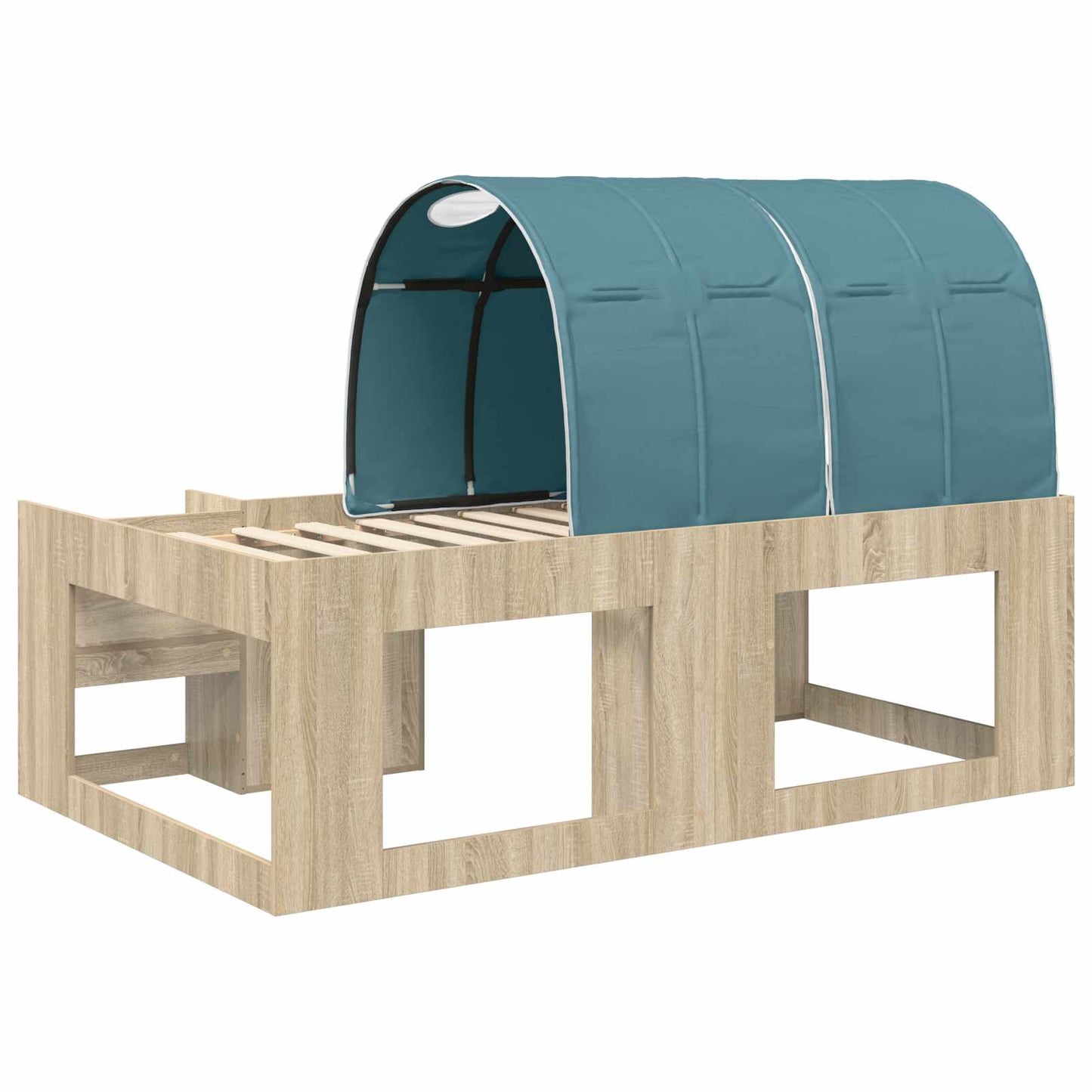 Bed Frame with Tunnel 3 pcs Sonoma Oak and Light Blue