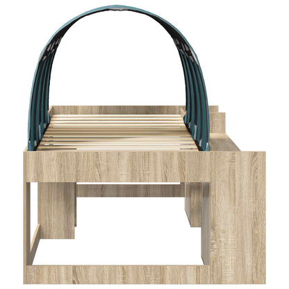 Bed Frame with Tunnel 3 pcs Sonoma Oak and Light Blue