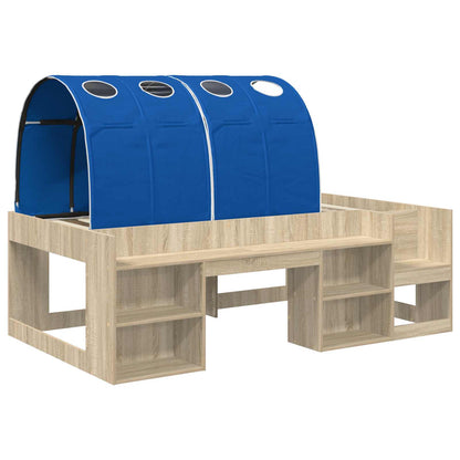 Bed Frame with Tunnel 3 pcs Sonoma Oak and Blue Engineered Wood