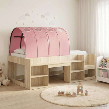 Bed Frame with Tunnel 3 pcs Sonoma Oak and Pink Engineered Wood