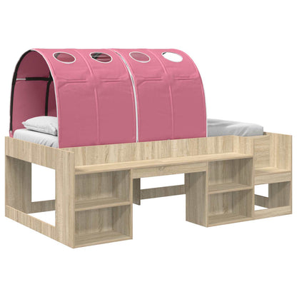 Bed Frame with Tunnel 3 pcs Sonoma Oak and Pink Engineered Wood