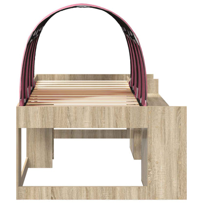 Bed Frame with Tunnel 3 pcs Sonoma Oak and Pink Engineered Wood