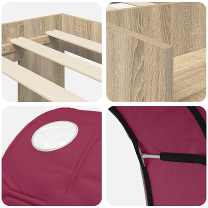 Bed Frame with Tunnel 3 pcs Sonoma Oak and Red Engineered Wood