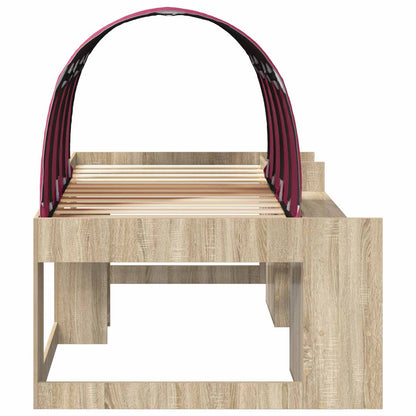 Bed Frame with Tunnel 3 pcs Sonoma Oak and Red Engineered Wood