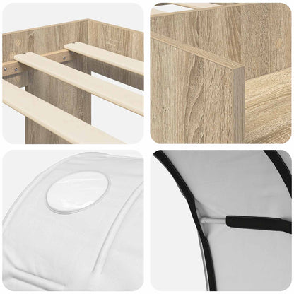 Bed Frame with Tunnel with Shelf 3 pcs Sonoma Oak and White