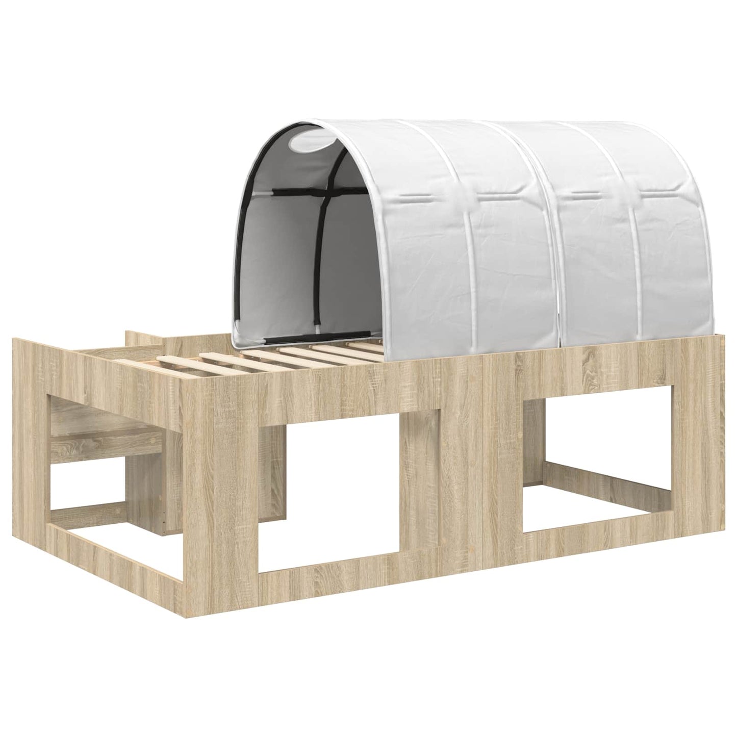 Bed Frame with Tunnel with Shelf 3 pcs Sonoma Oak and White