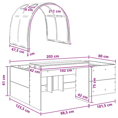 Bed Frame with Tunnel with Shelf 3 pcs White and Light Blue