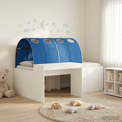 Bed Frame with Tunnel 3 pcs White and Blue Engineered Wood