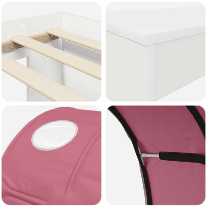Bed Frame with Tunnel 3 pcs White and Pink Engineered Wood