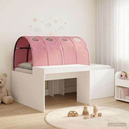 Bed Frame with Tunnel 3 pcs White and Pink Engineered Wood