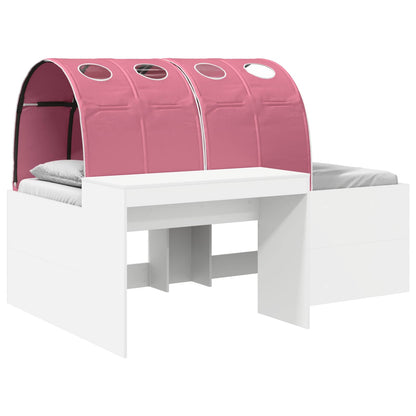 Bed Frame with Tunnel 3 pcs White and Pink Engineered Wood