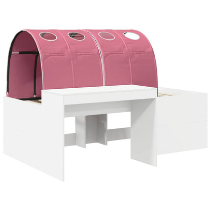 Bed Frame with Tunnel 3 pcs White and Pink Engineered Wood