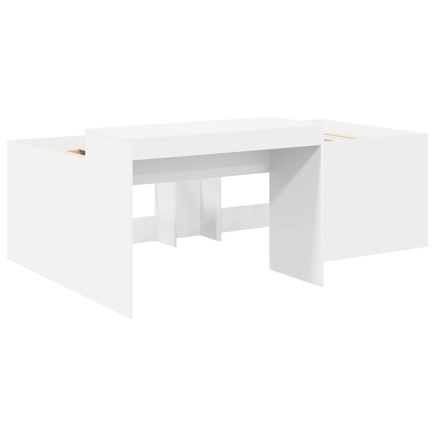 Bed Frame with Tunnel 3 pcs White and Pink Engineered Wood