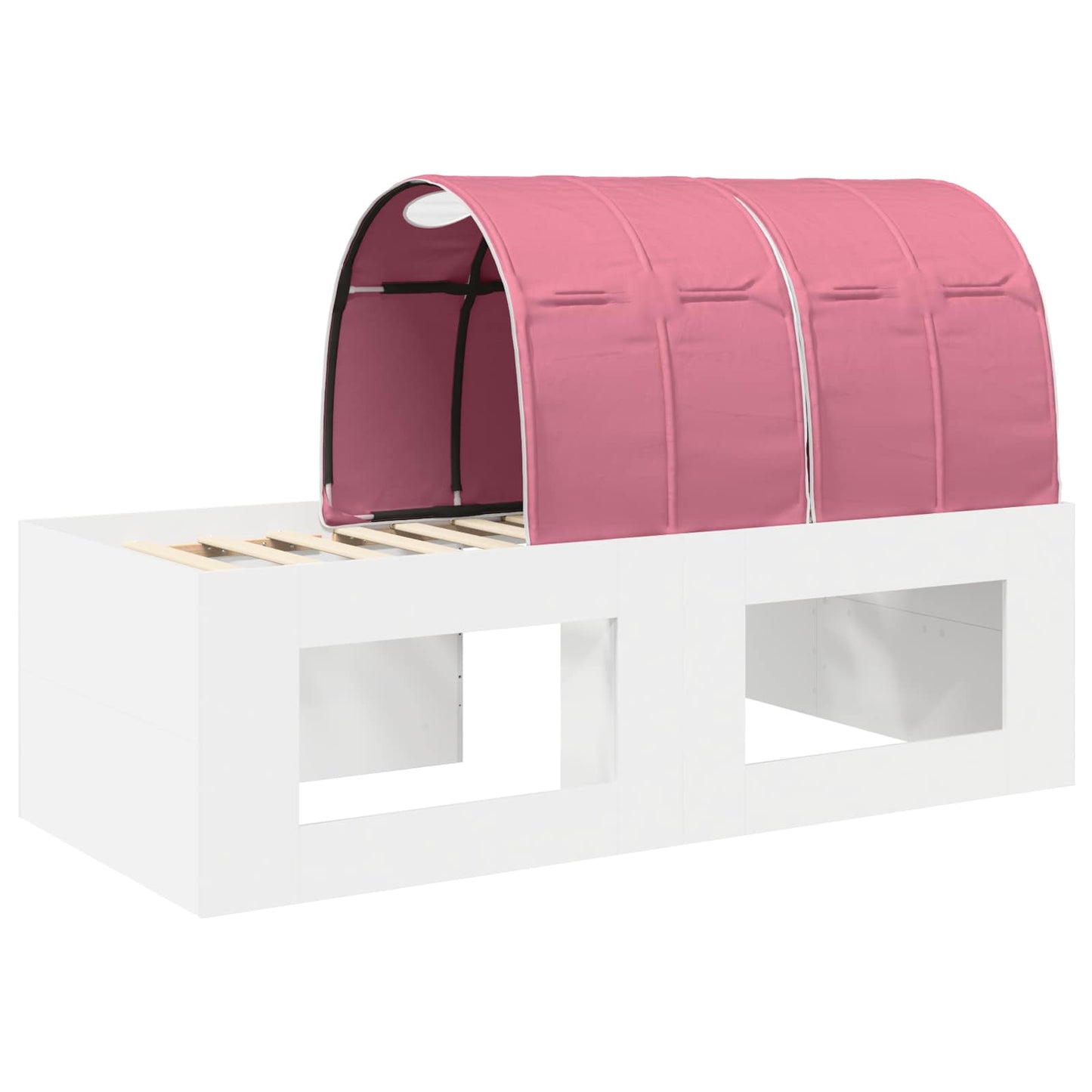 Bed Frame with Tunnel 3 pcs White and Pink Engineered Wood