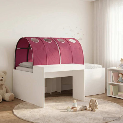 Bed Frame with Tunnel 3 pcs White and Red Engineered Wood