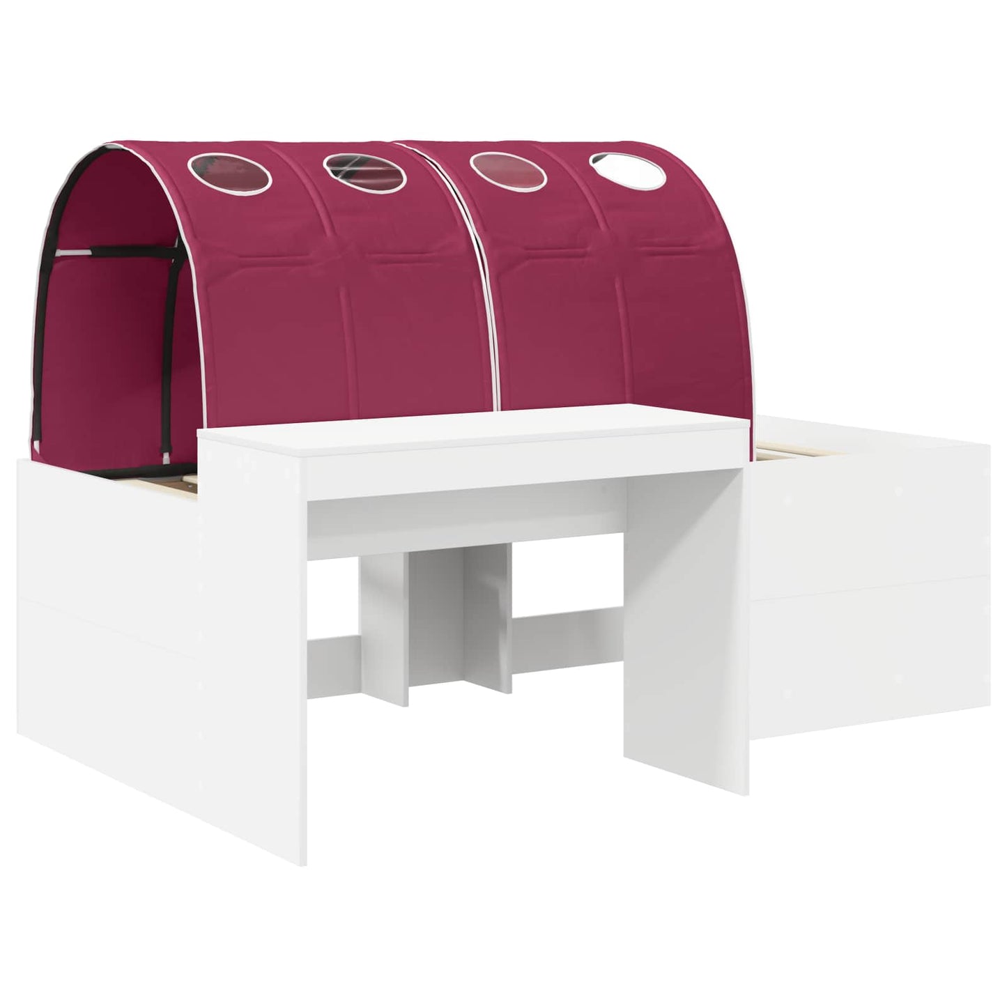 Bed Frame with Tunnel 3 pcs White and Red Engineered Wood