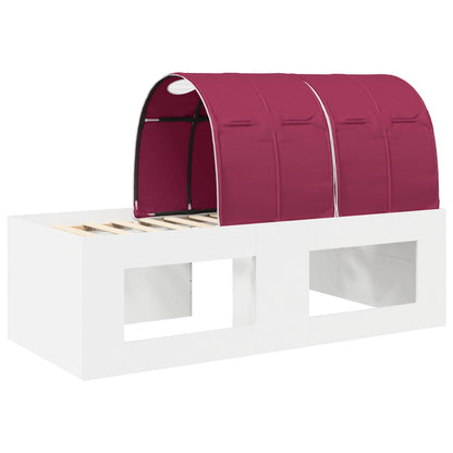 Bed Frame with Tunnel 3 pcs White and Red Engineered Wood