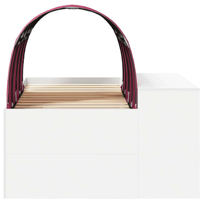 Bed Frame with Tunnel 3 pcs White and Red Engineered Wood