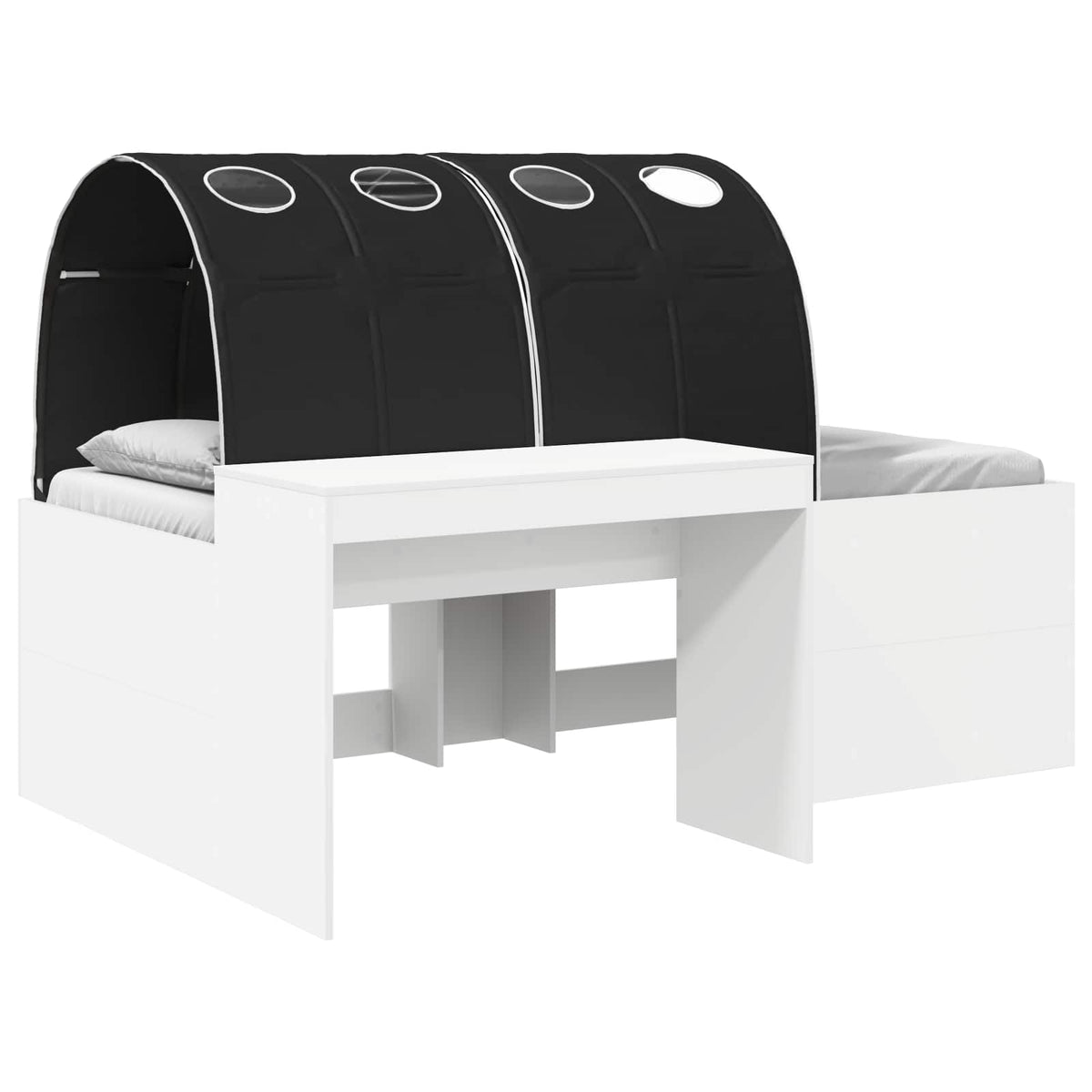 Bed Frame with Tunnel 3 pcs White and Black Engineered Wood