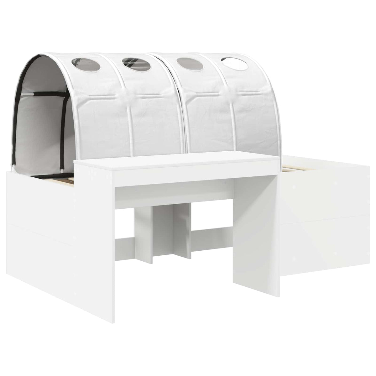 Bed Frame with Tunnel with Shelf 3 pcs White Engineered Wood