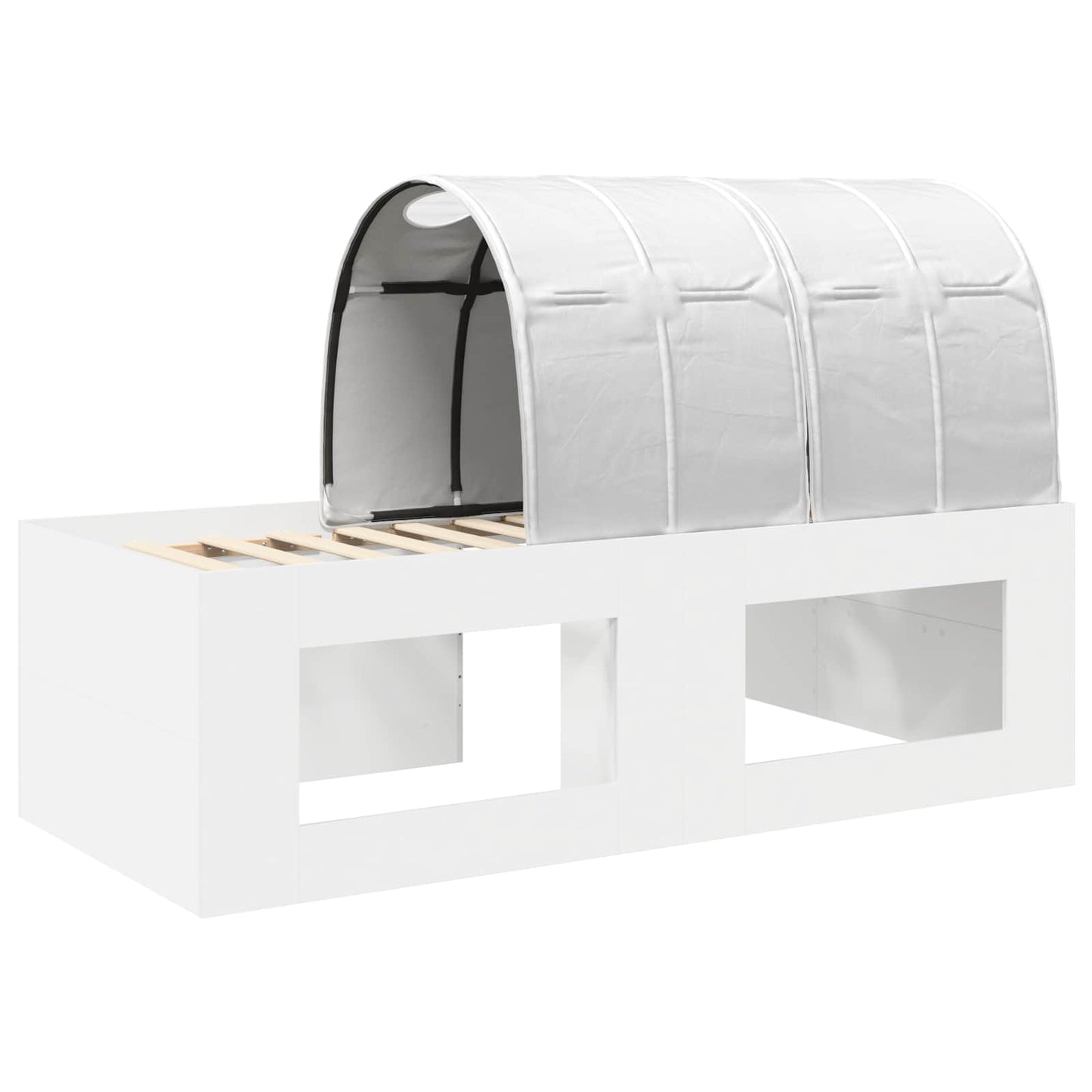 Bed Frame with Tunnel with Shelf 3 pcs White Engineered Wood