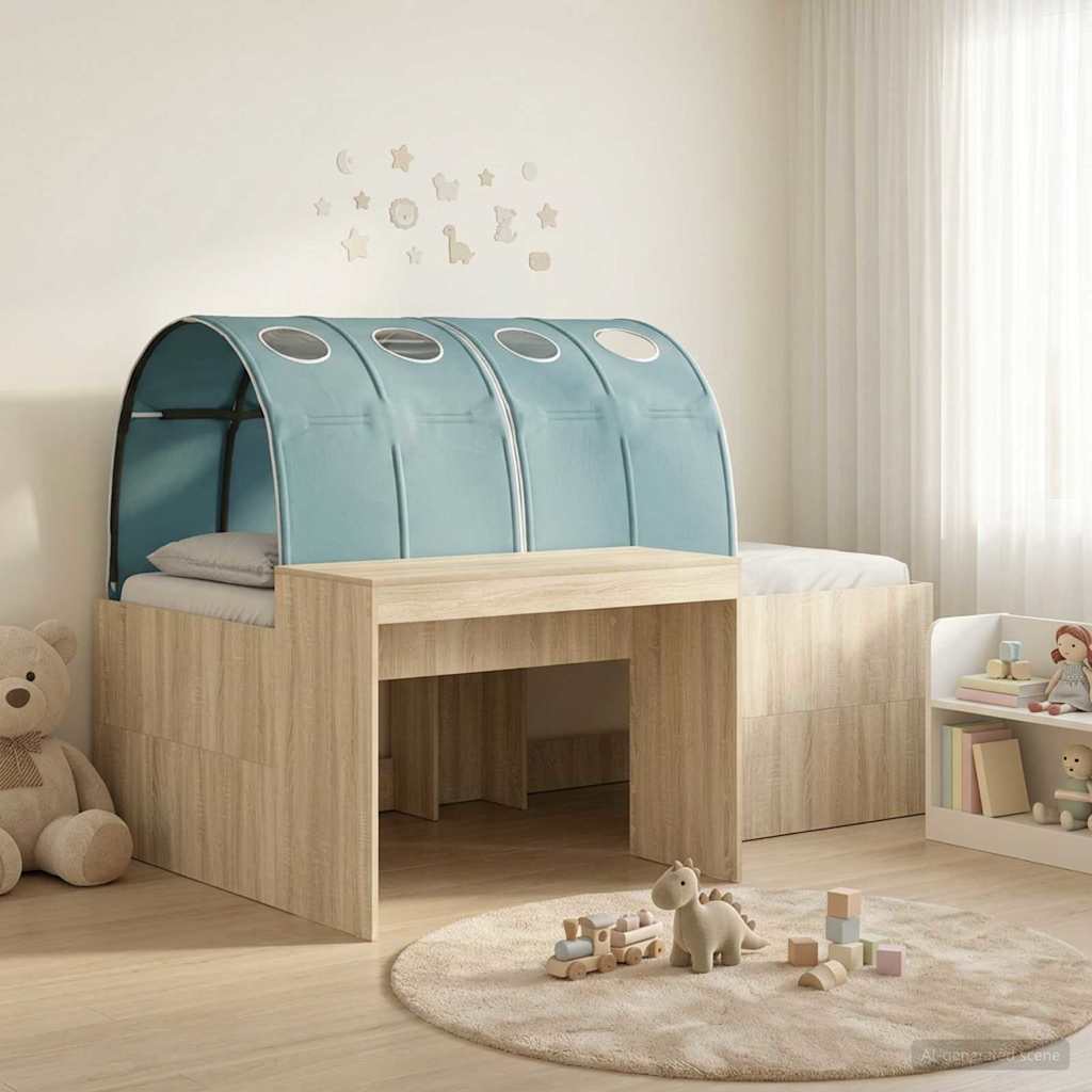 Bed Frame with Tunnel 3 pcs Sonoma Oak and Light Blue