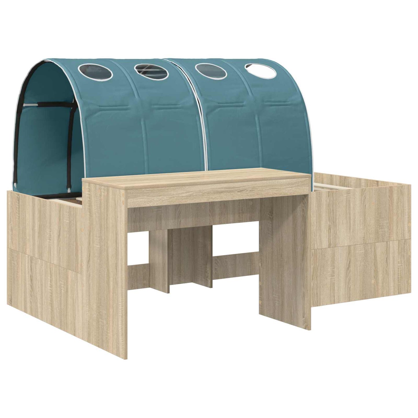 Bed Frame with Tunnel 3 pcs Sonoma Oak and Light Blue
