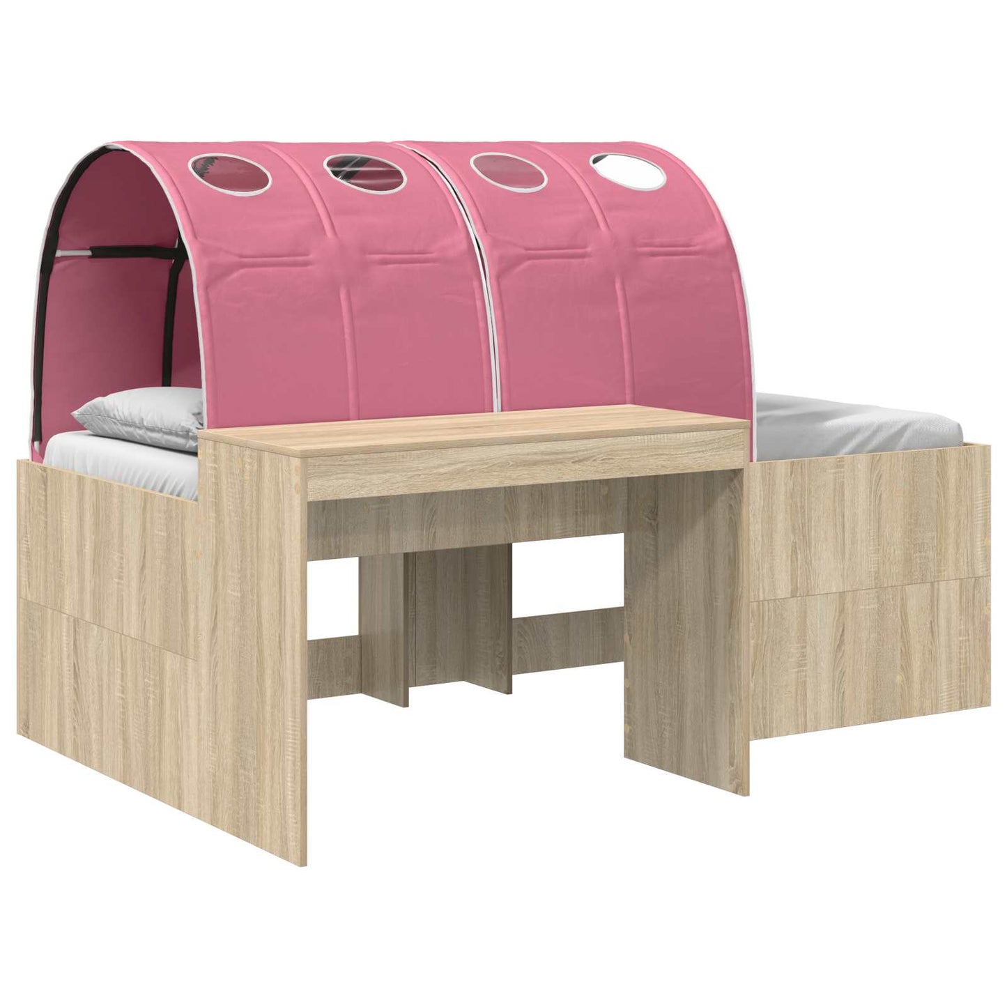 Bed Frame with Tunnel 3 pcs Sonoma Oak and Pink Engineered Wood