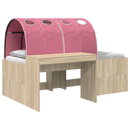 Bed Frame with Tunnel 3 pcs Sonoma Oak and Pink Engineered Wood