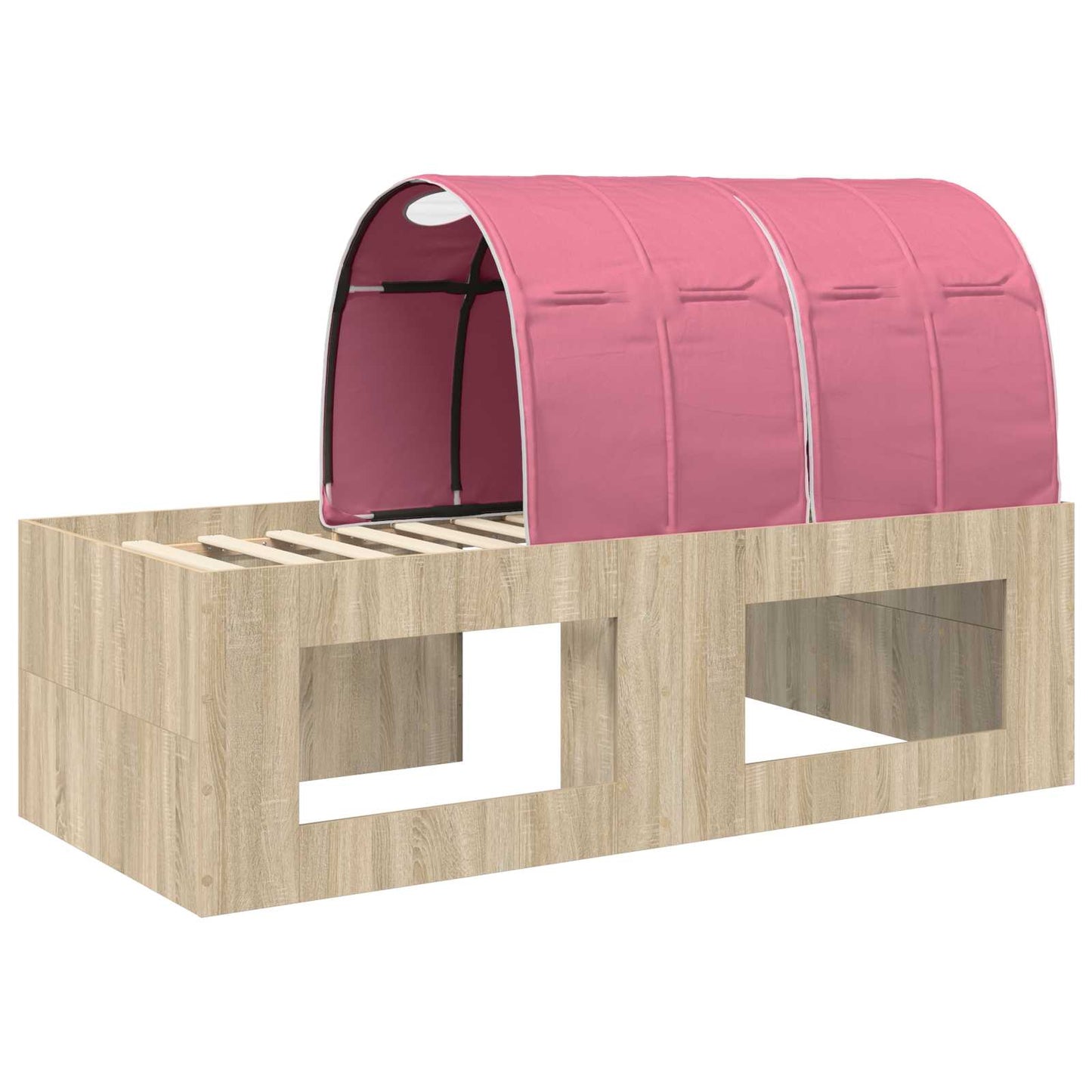 Bed Frame with Tunnel 3 pcs Sonoma Oak and Pink Engineered Wood