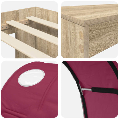 Bed Frame with Tunnel 3 pcs Sonoma Oak and Red Engineered Wood