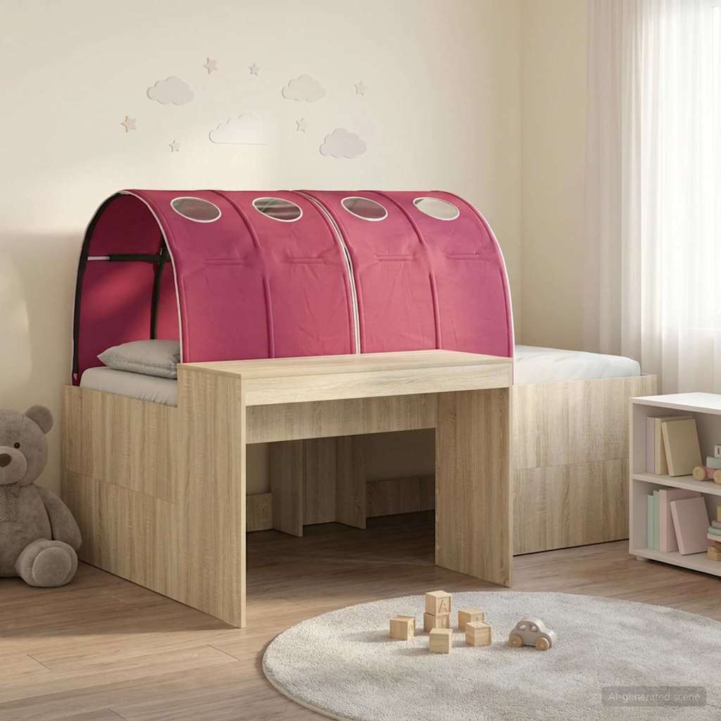 Bed Frame with Tunnel 3 pcs Sonoma Oak and Red Engineered Wood