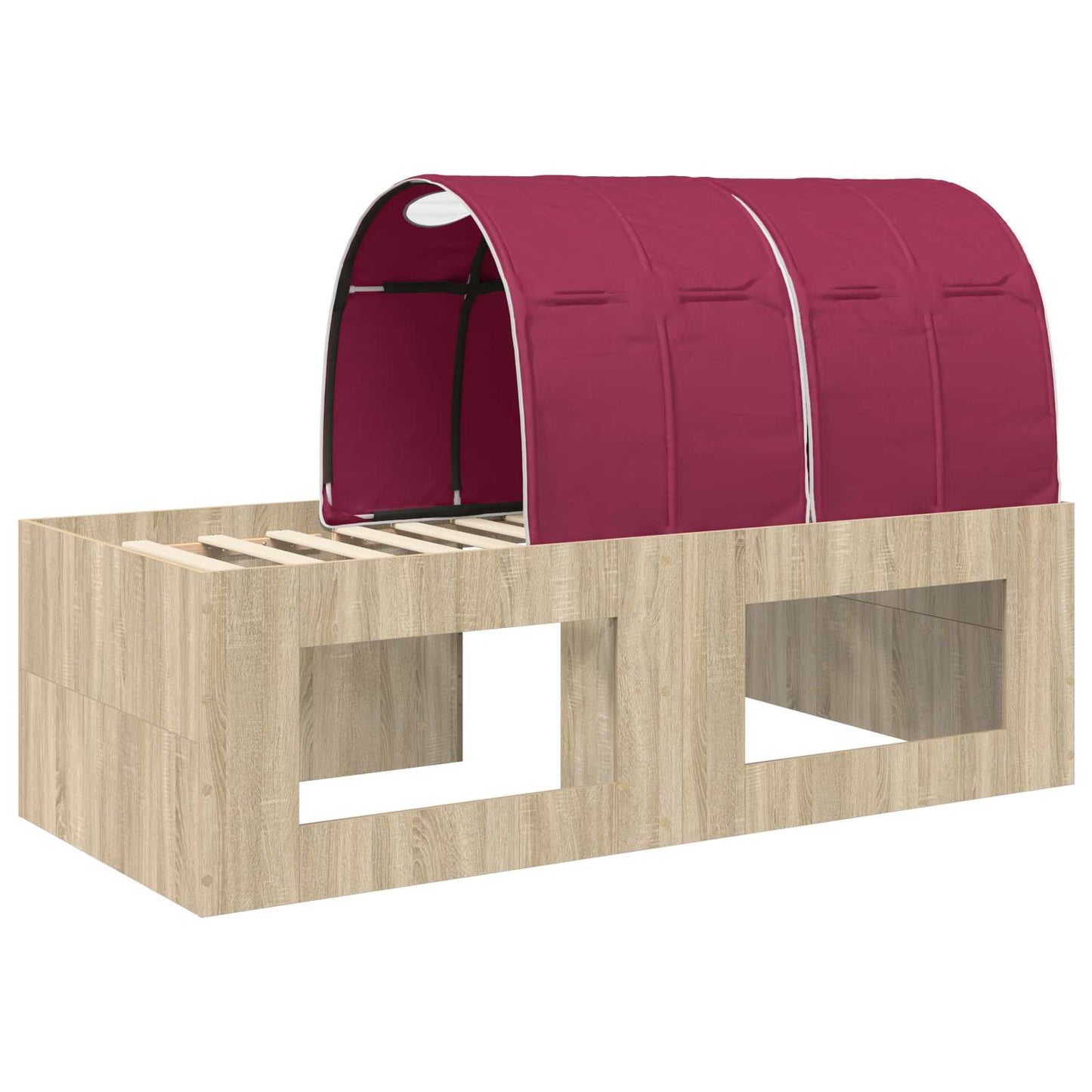 Bed Frame with Tunnel 3 pcs Sonoma Oak and Red Engineered Wood