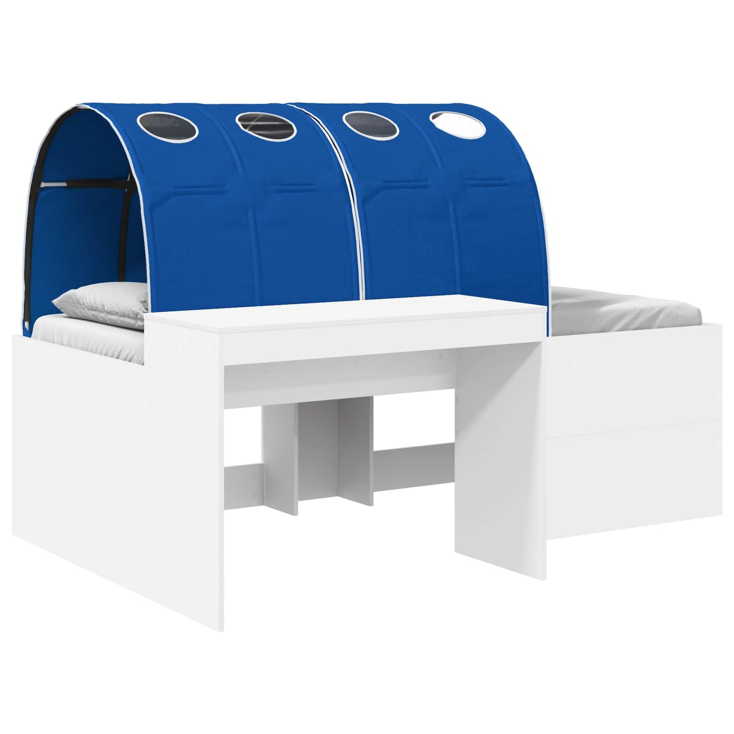 Bed with Tunnel 3 pcs White and Blue Engineered Wood
