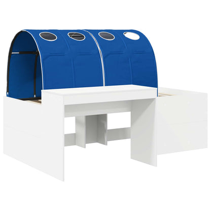 Bed with Tunnel 3 pcs White and Blue Engineered Wood