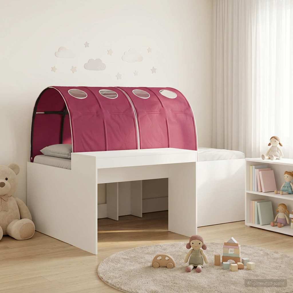 Bed with Tunnel 3 pcs White and Red Engineered Wood