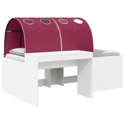 Bed with Tunnel 3 pcs White and Red Engineered Wood