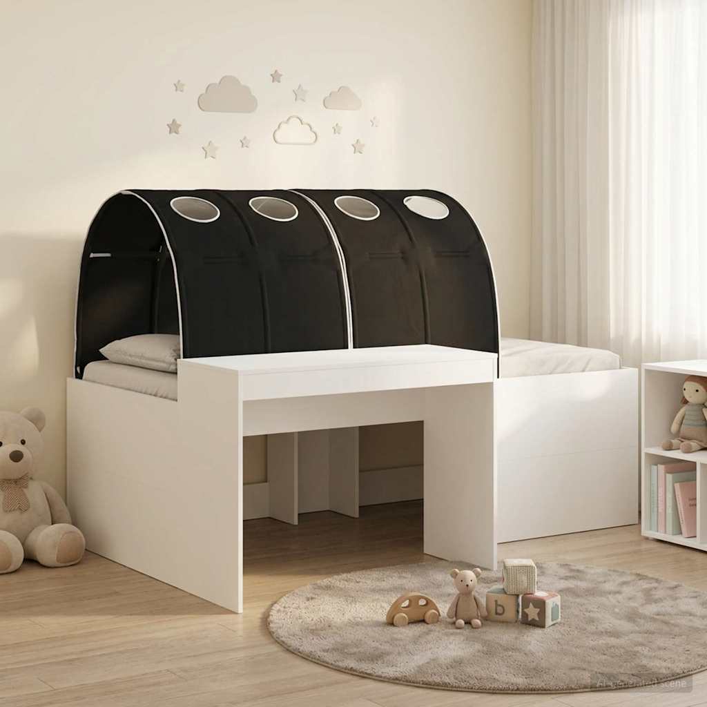 Bed with Tunnel 4 pcs White and Black Engineered Wood