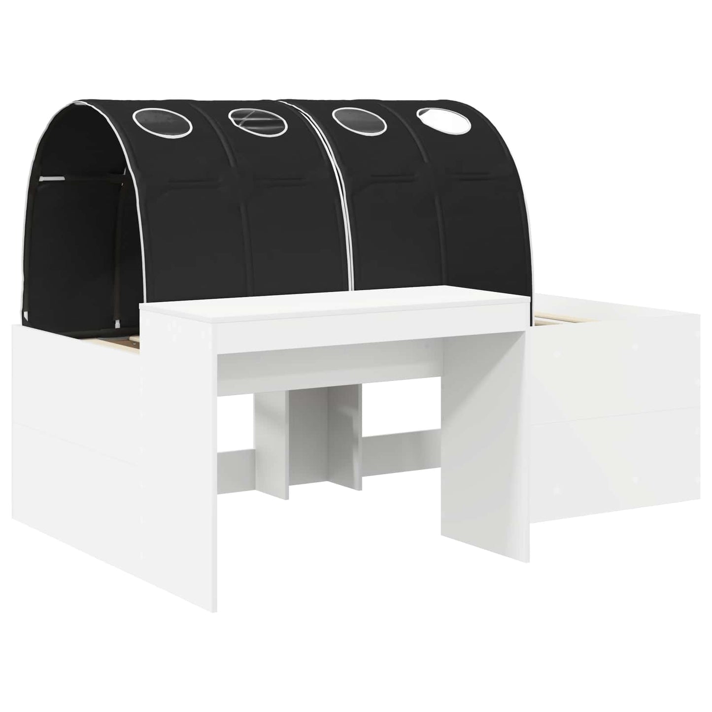 Bed with Tunnel 4 pcs White and Black Engineered Wood