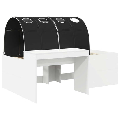 Bed with Tunnel 4 pcs White and Black Engineered Wood