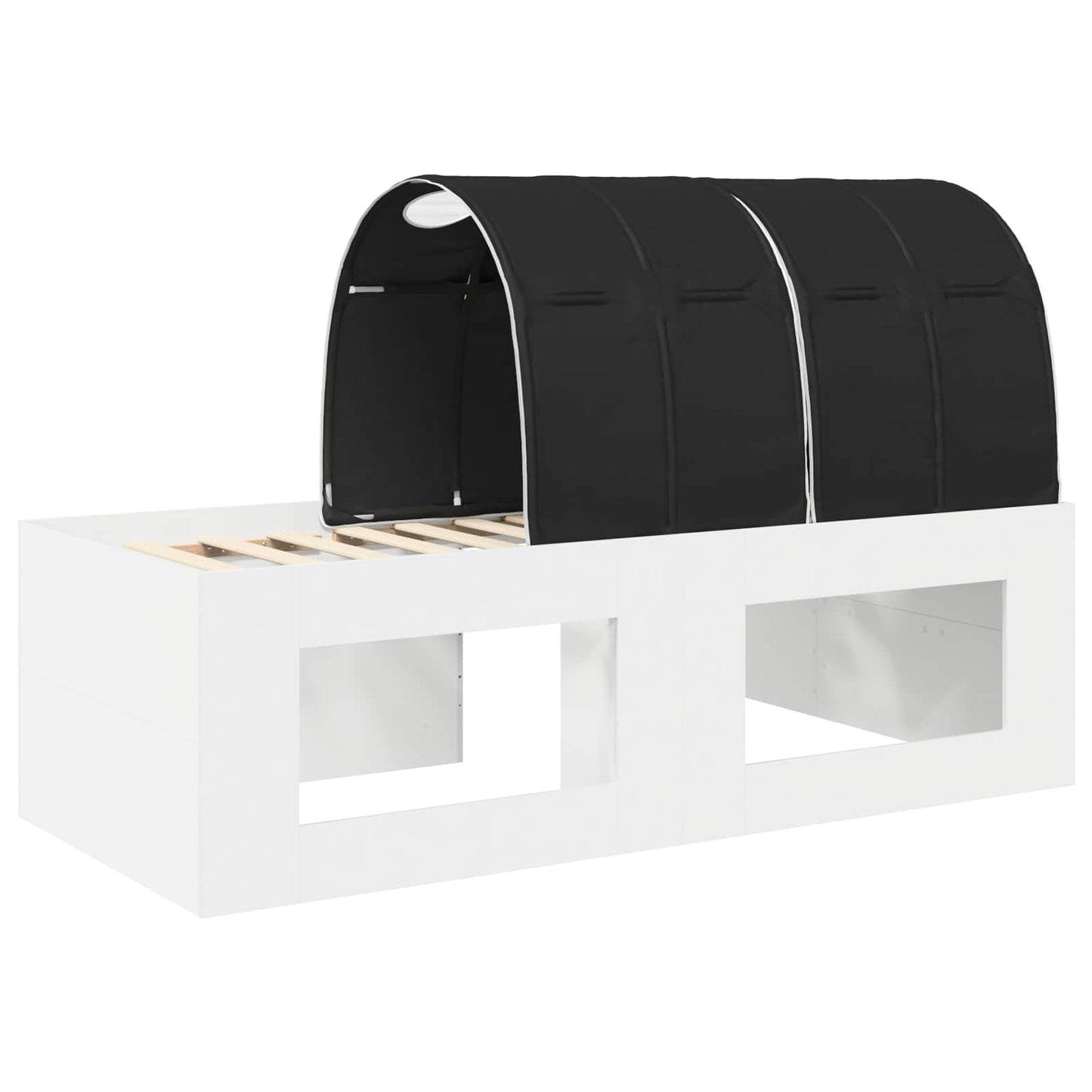 Bed with Tunnel 4 pcs White and Black Engineered Wood