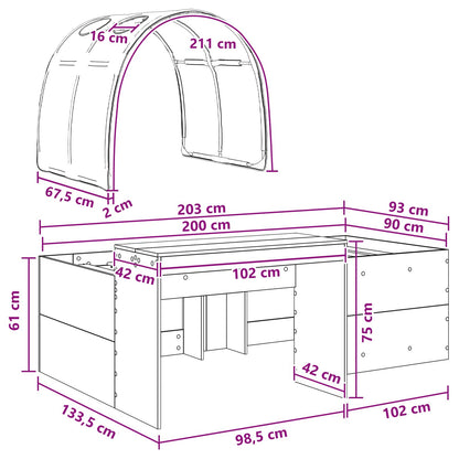 Bed with Tunnel 4 pcs White and Black Engineered Wood